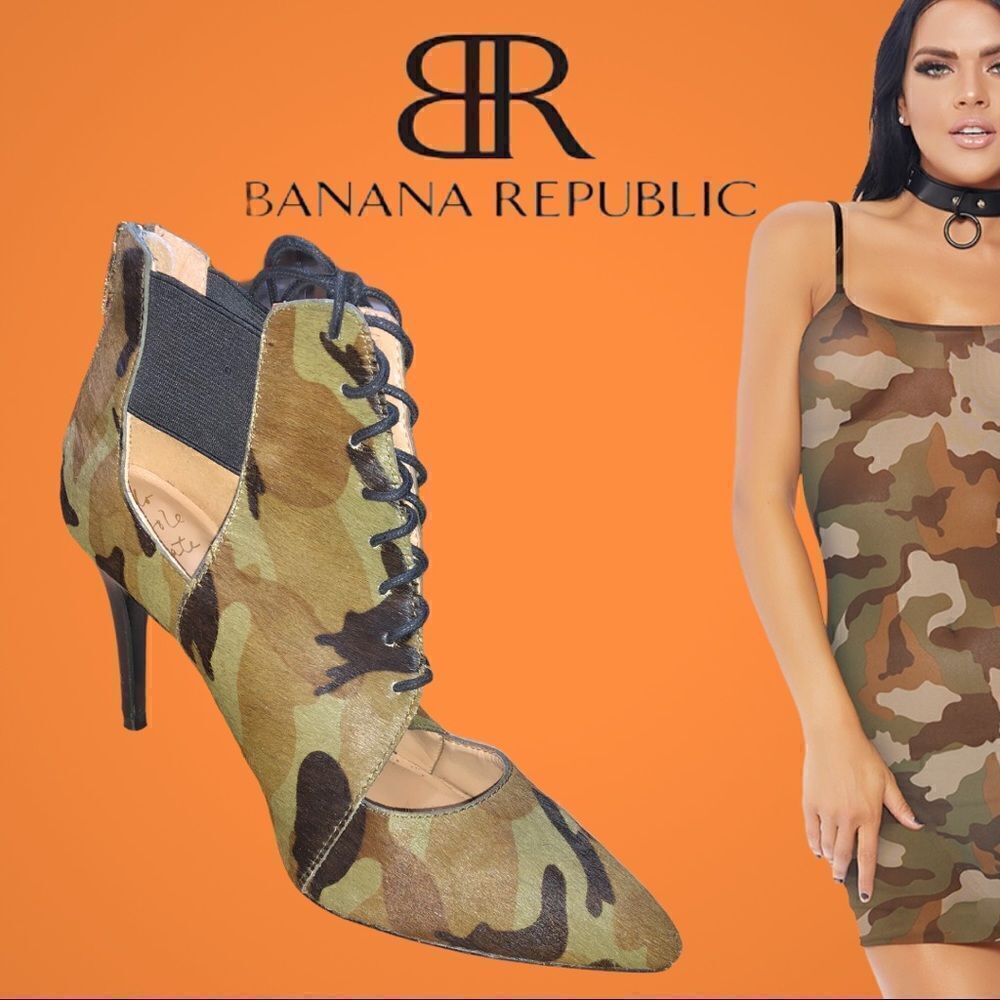 Banana Republic Daphne camouflage real pony hair